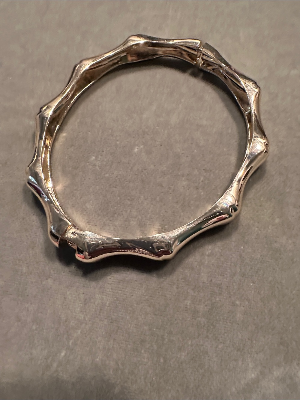 Silver Sculpted Bamboo-Style Bangle Bracelet